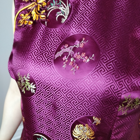 NWT Shiny purple sleeveless qipao cheongsam - Picture 8 of 11